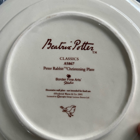 Peter Rabbit Christening plate, Beatrix Potter, NIB - Picture 7 of 8